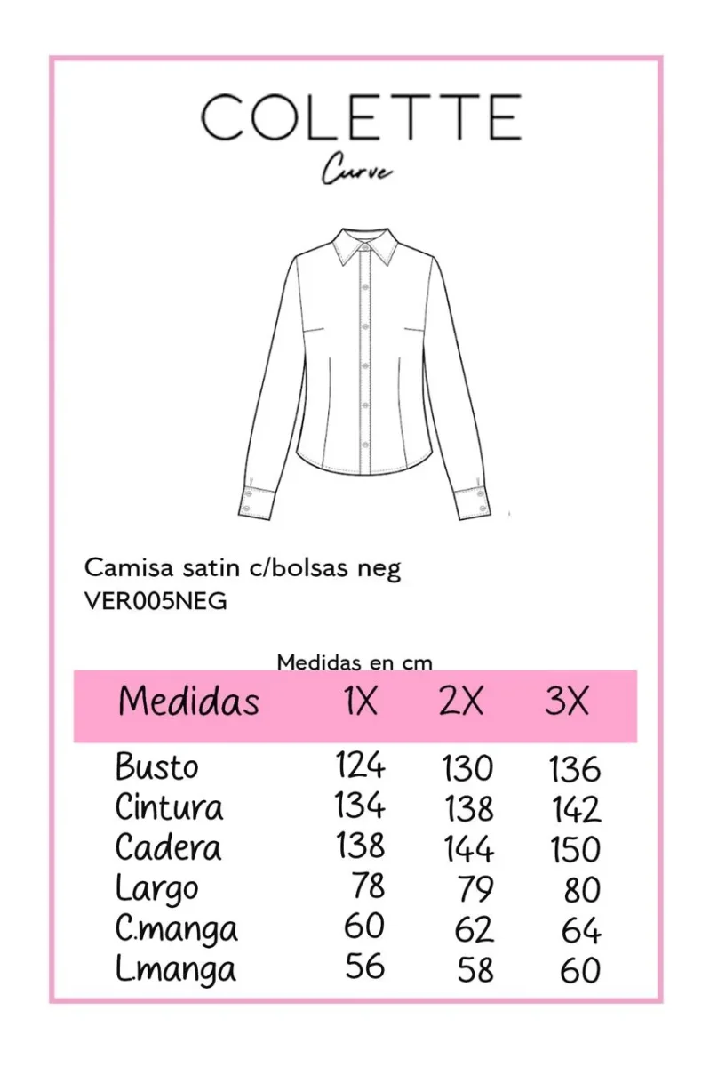 Camisa Curvy Satín con Bolsas Negras Brillo Sutil Versátil - Imagen 3