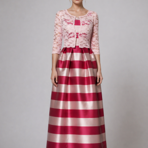 Vestido escote redondo con Chaqueta de Rebrodé.