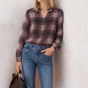 Blusa gasa cuadros