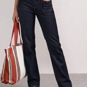 Pantalón denim recto marino