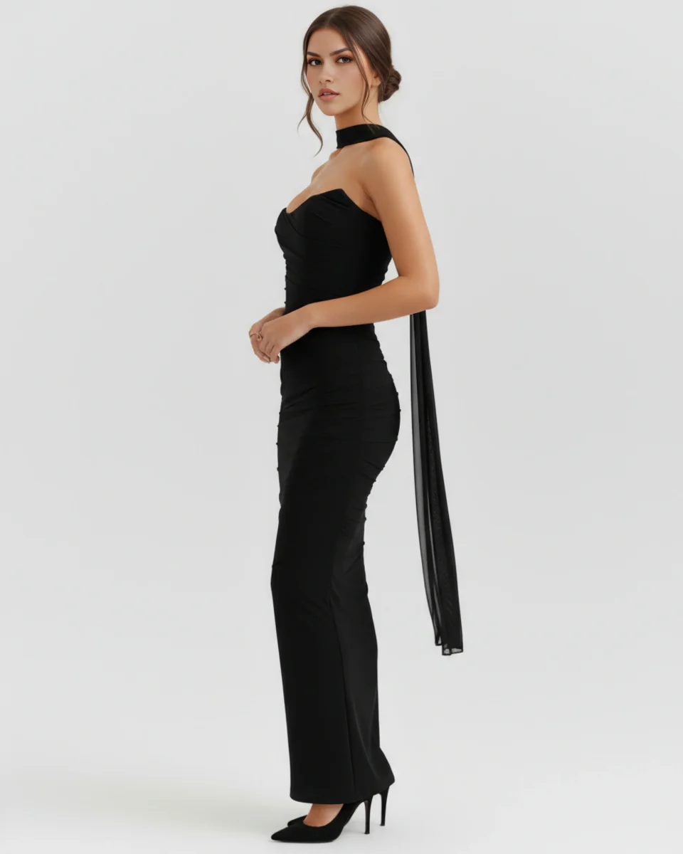 Vestido largo ajustado con choker - Imagen 6