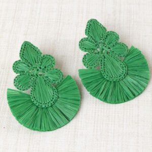 Pendiente maxi rafia verde