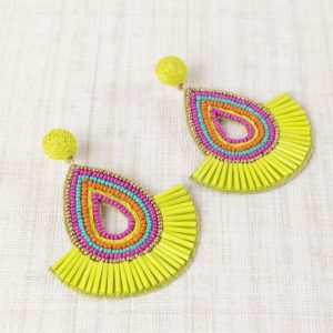 Pendiente abanico amarillo