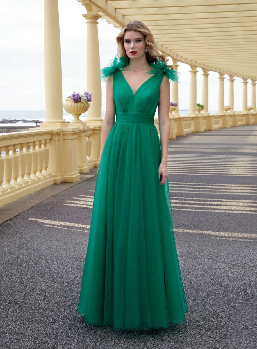 Vestido largo de invitada de tul con tirantes anchos. - Imagen 2