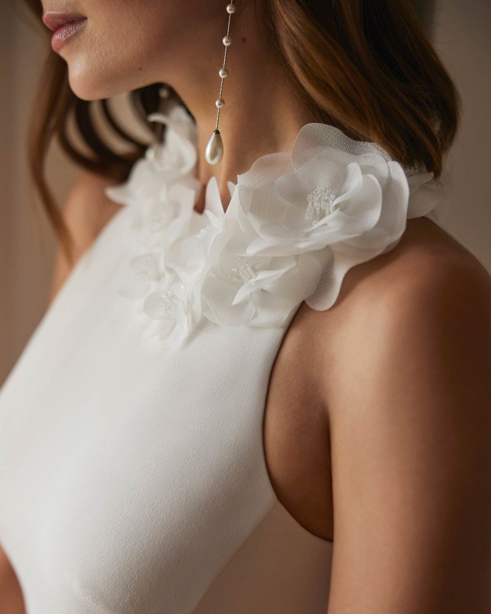 Pendiente de novia perla largo