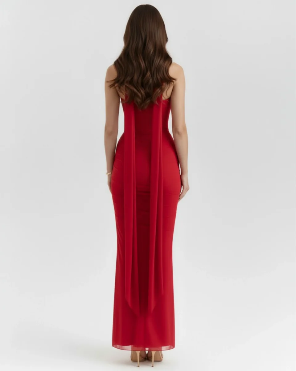 Vestido largo ajustado con choker - Imagen 4