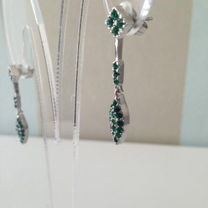 Pendientes Largos de Plata con Cristales Verdes