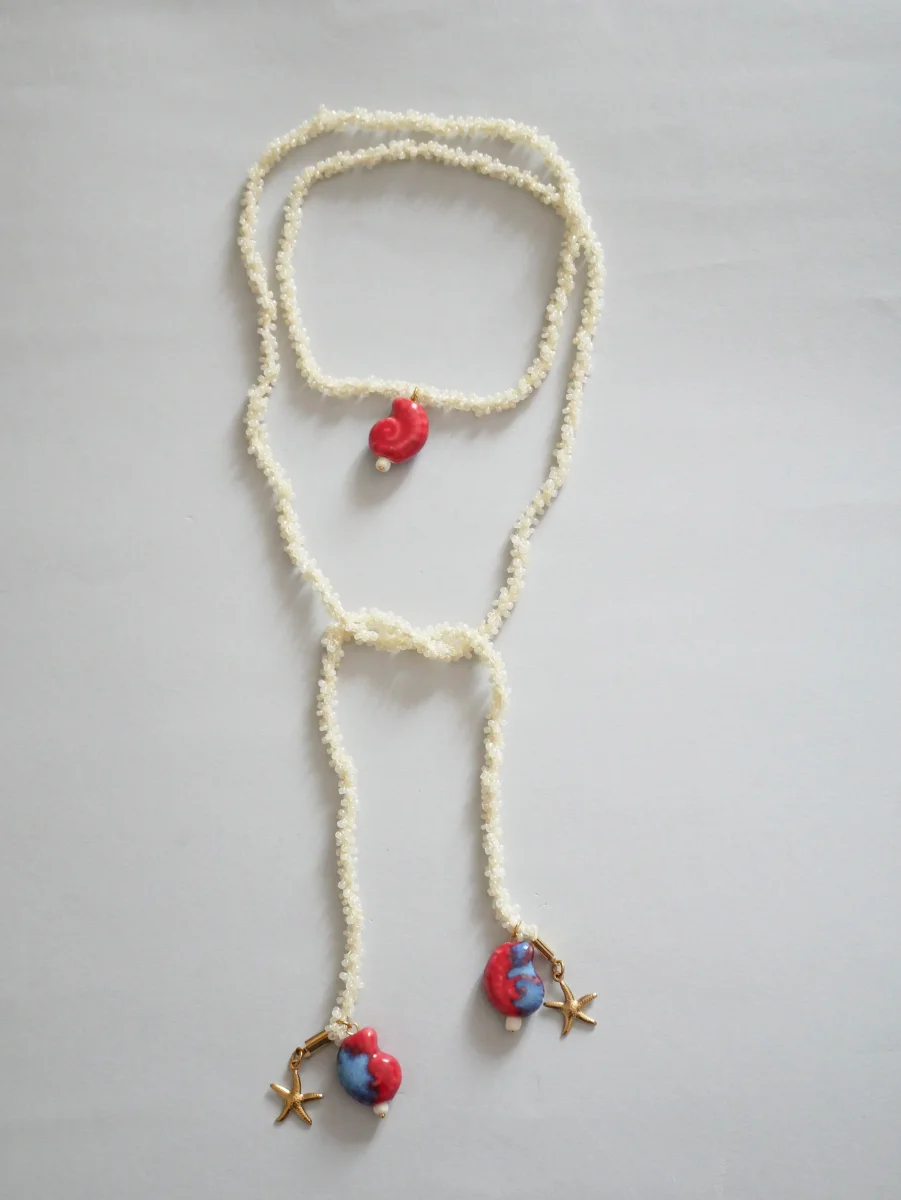 COLLAR VETTA BLANCO (cordón de ganchillo con rocalla) - Imagen 4