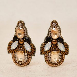 Pendiente UG piedras dorado