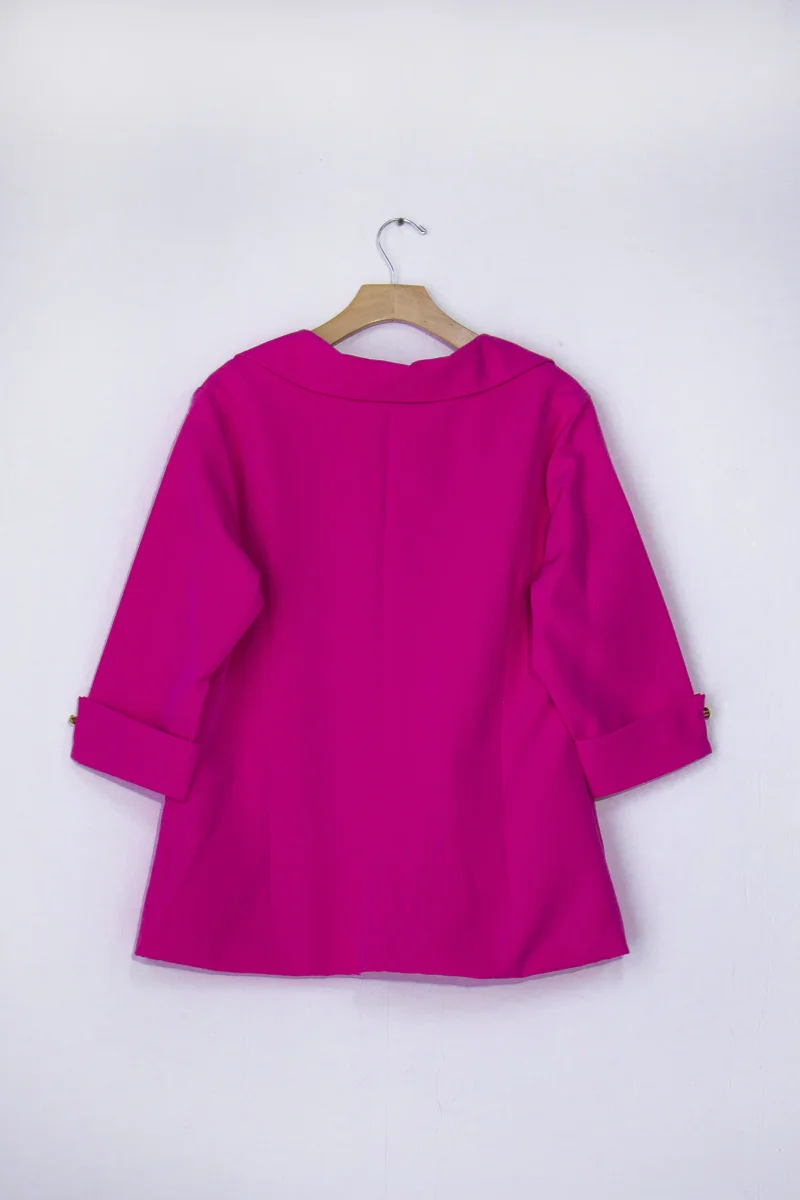 Blazer Curvy Elegante Oficina Fucsia Forro Stretch Relajado - Imagen 4