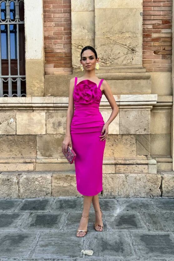 Vestido Sia rosetón buganvilla - Imagen 4