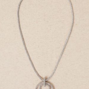 Collar largo brillantes plateado