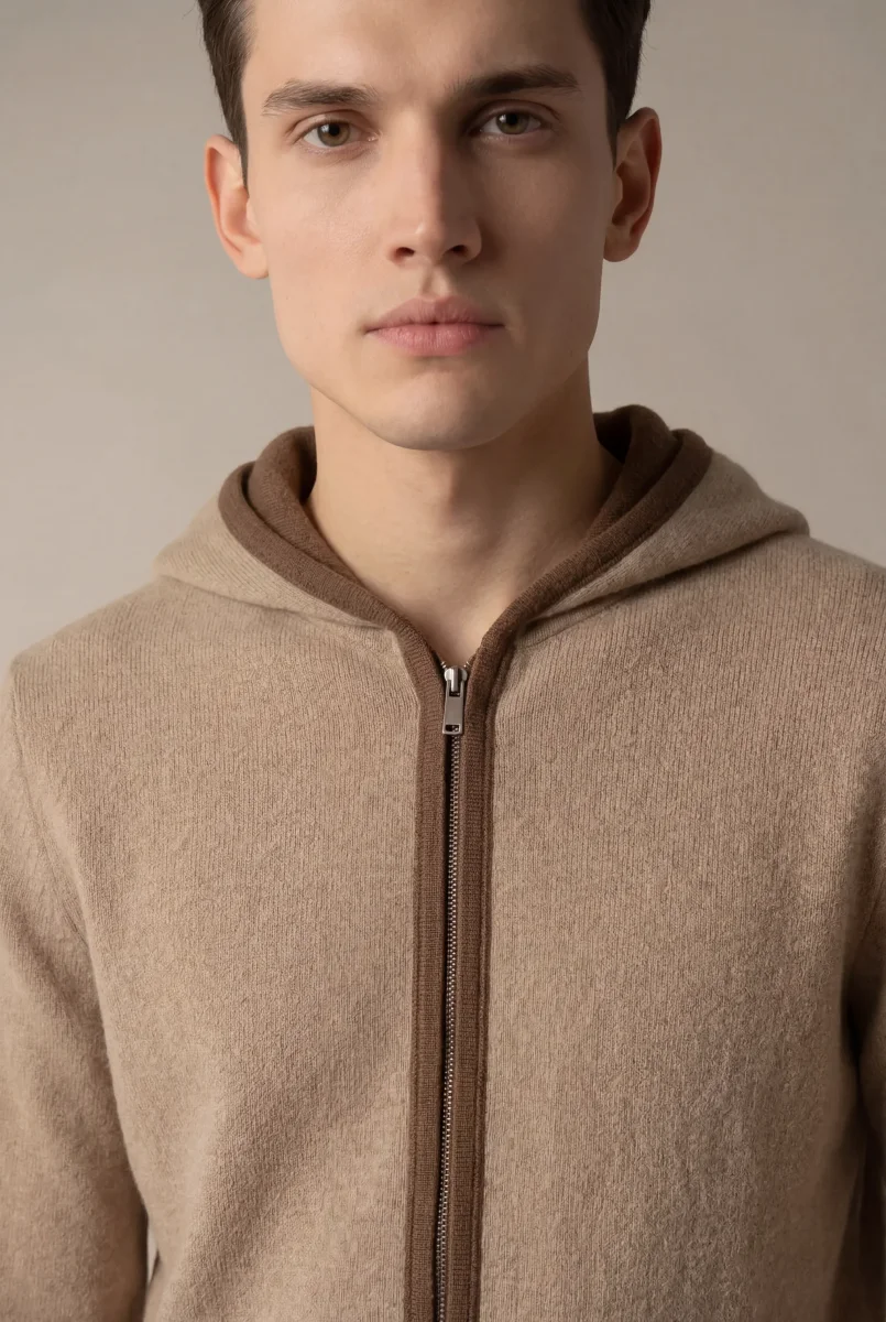 Santoni Extrafine Hoodie Cream - Imagen 5