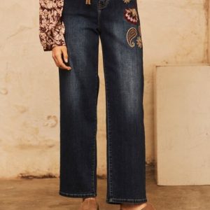 Pantalón denim bordado