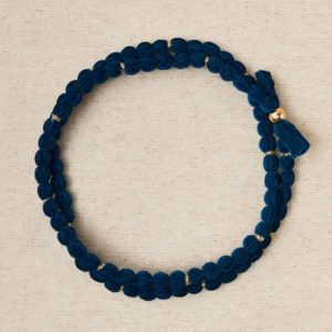 Collar largo terciopelo azul