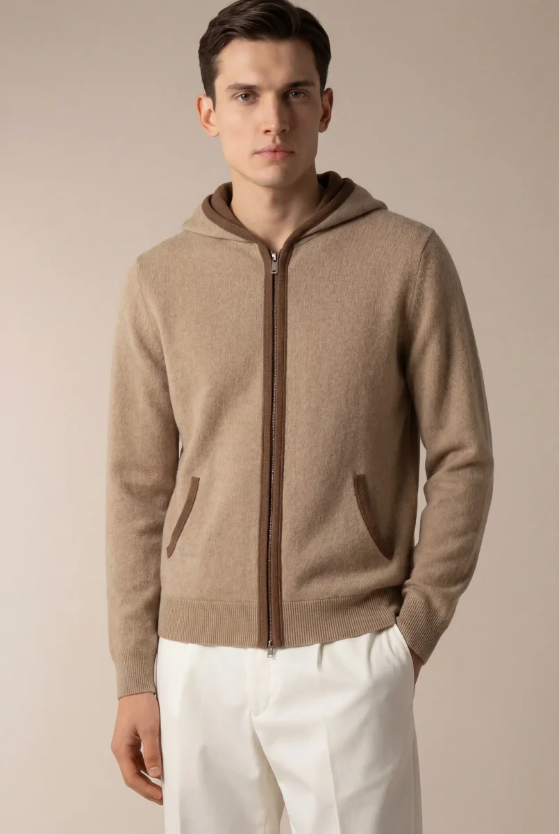 Santoni Extrafine Hoodie Cream - Imagen 3