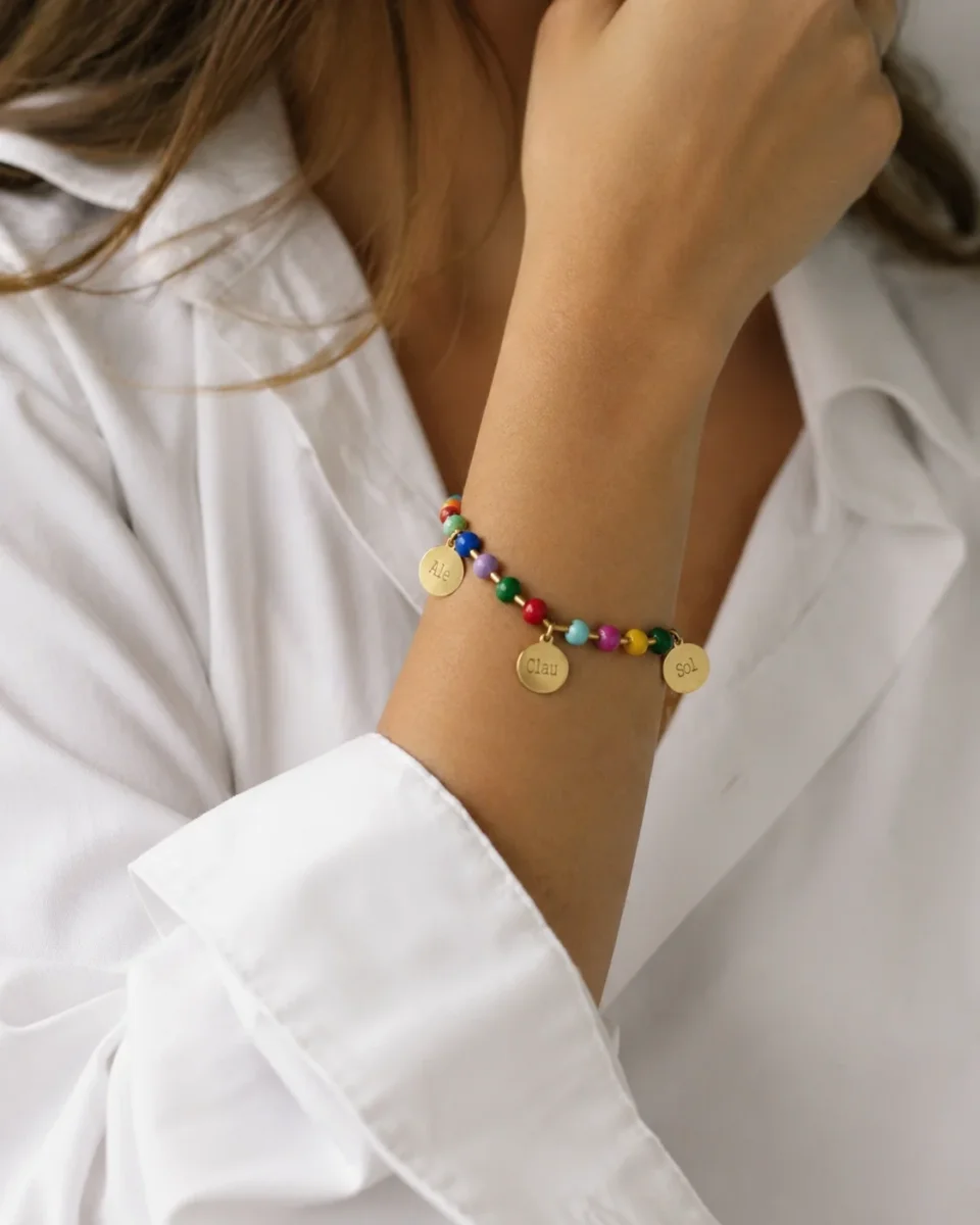 PULSERA BOLAS MULTICOLOR (personalizable) - Imagen 3