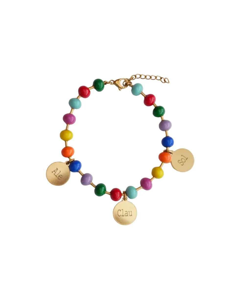 PULSERA BOLAS MULTICOLOR (personalizable)