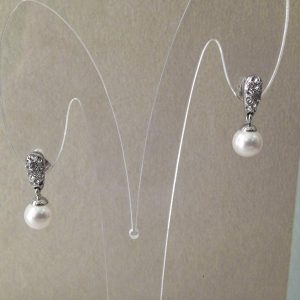 Pendientes de Novia de Plata con Perla Blanca