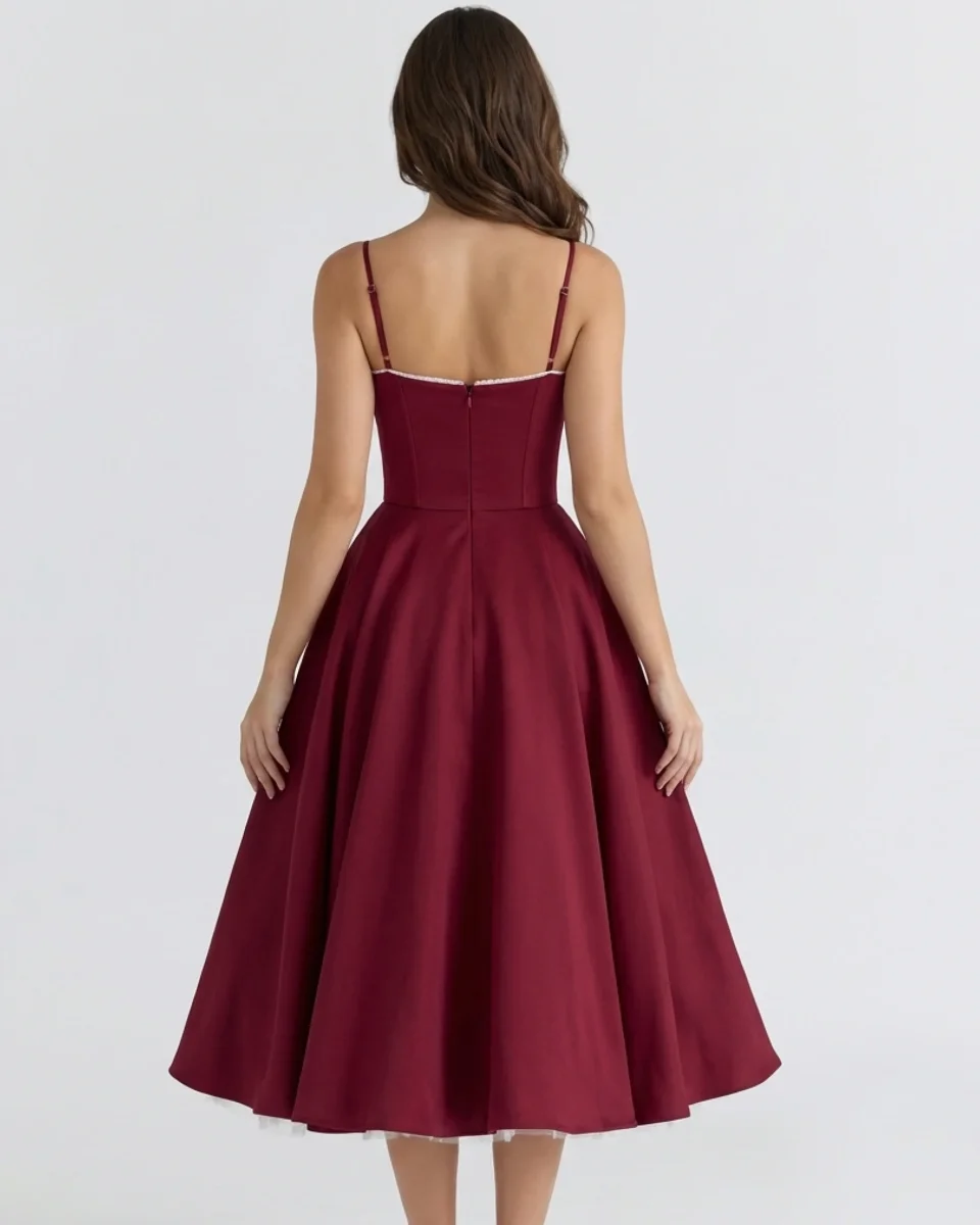 Vestido midi con corsé y falda amplia - Imagen 8