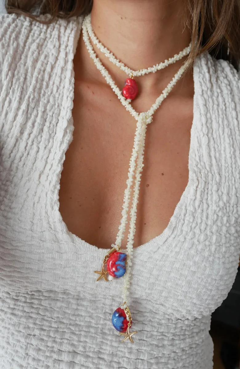 COLLAR VETTA BLANCO (cordón de ganchillo con rocalla) - Imagen 5