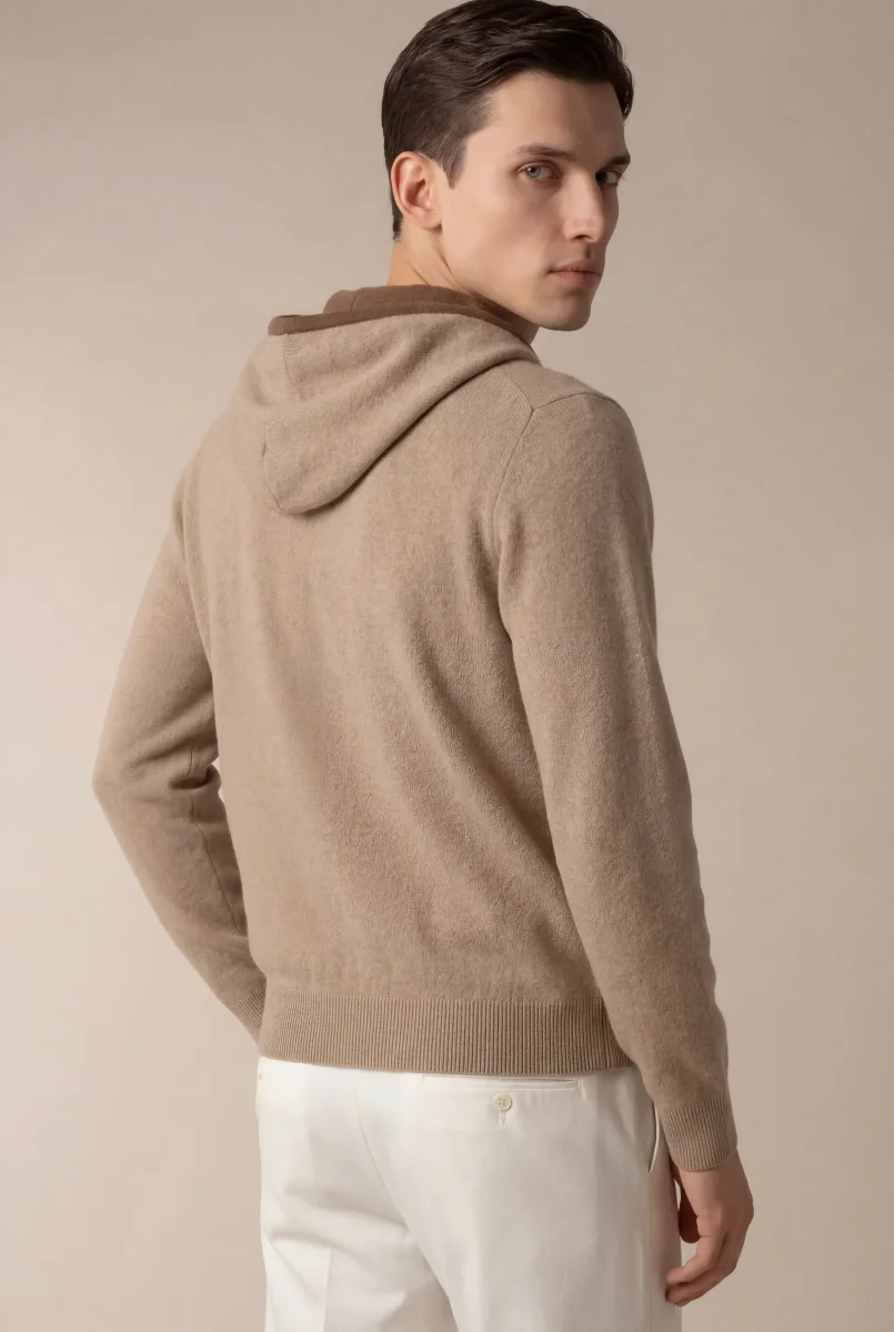 Santoni Extrafine Hoodie Cream - Imagen 4