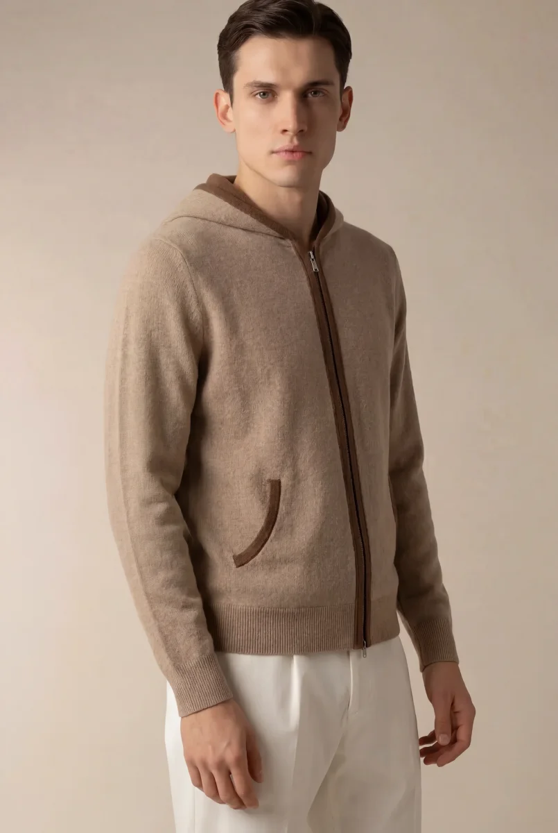 Santoni Extrafine Hoodie Cream - Imagen 6