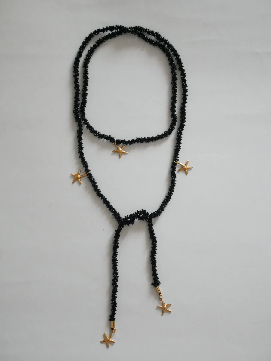 COLLAR VETTA NEGRO (cordón de ganchillo con rocallas) - Imagen 3