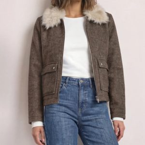Chaqueta paño marrón pelito
