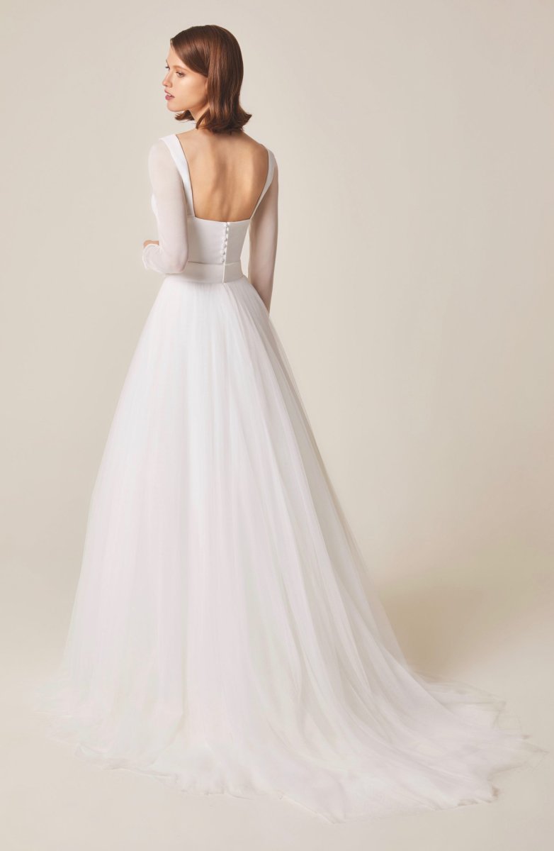 Vestido Novia Corte Princesa y Manga de Gasa - Imagen 4