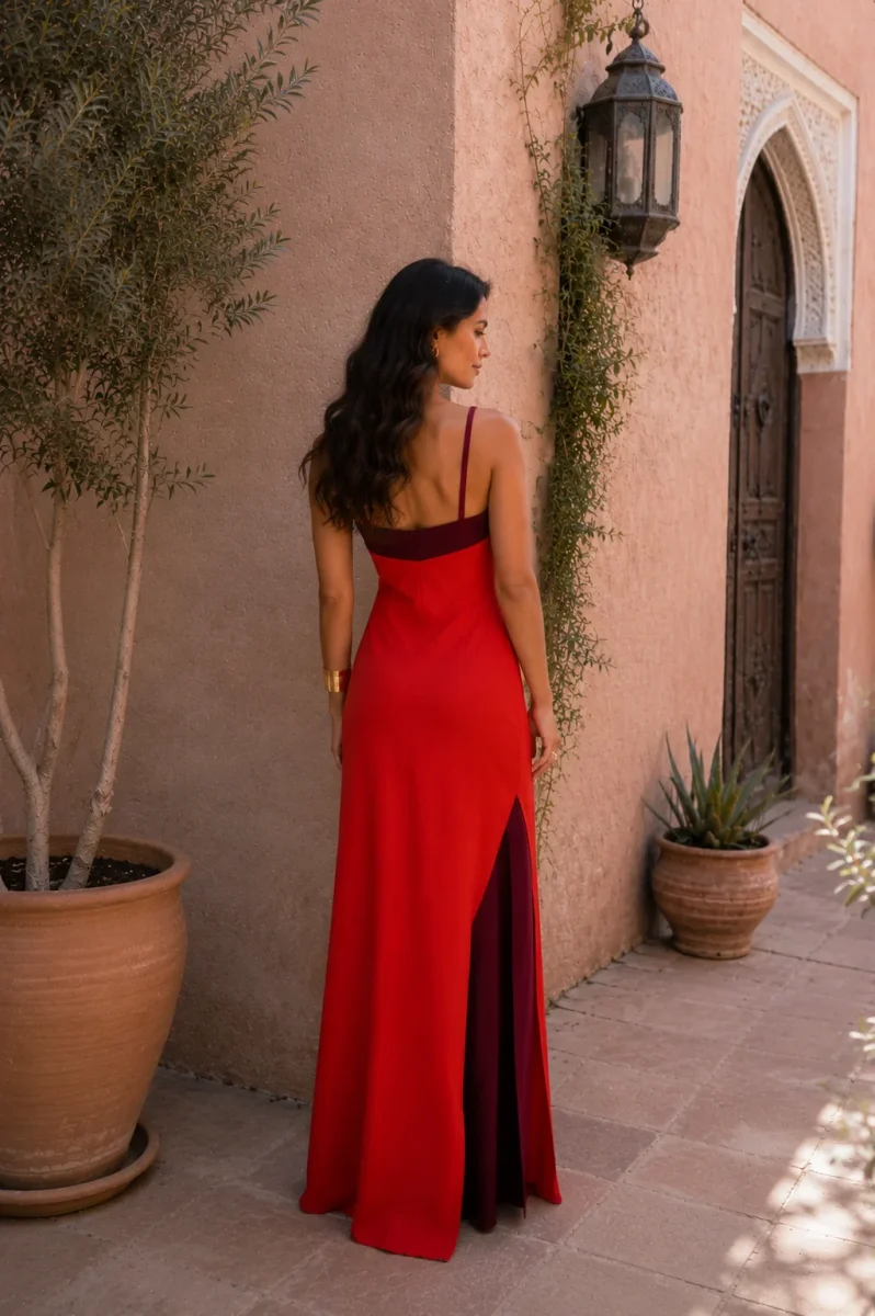 Vestido largo halter con abertura - Imagen 7