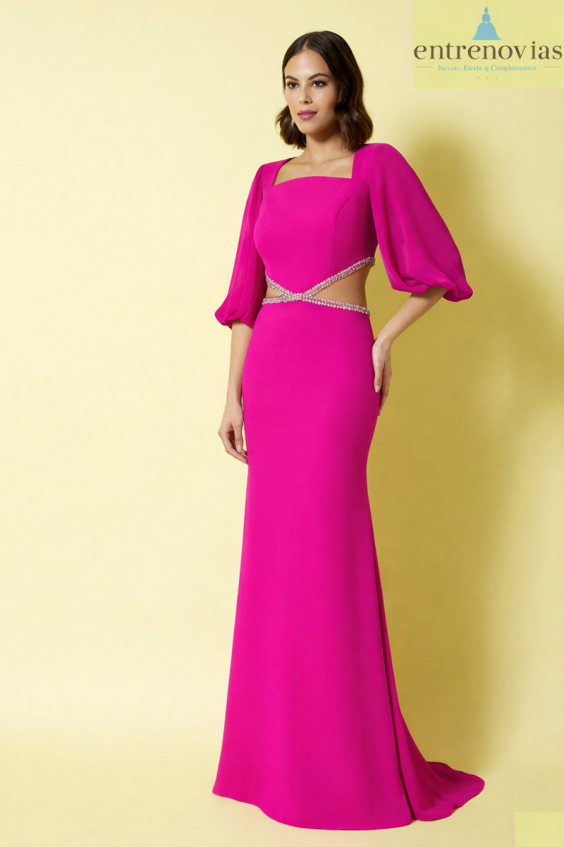 Vestido de invitada con manga de farol. - Imagen 2