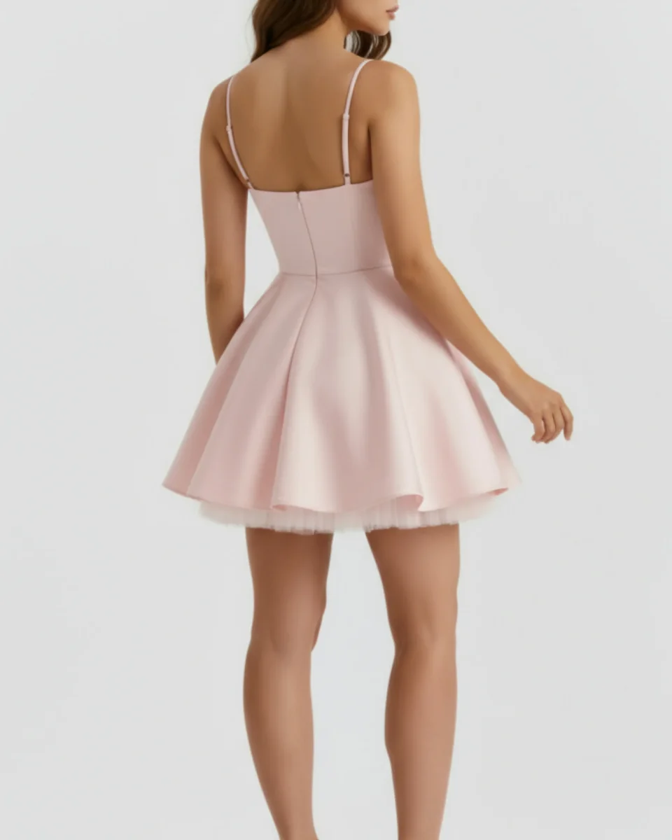 Vestido corto con corsé y falda de vuelo - Imagen 8