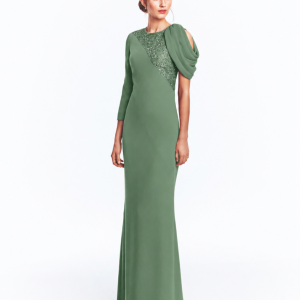 Vestido Largo de Madrina Verde Oliva.