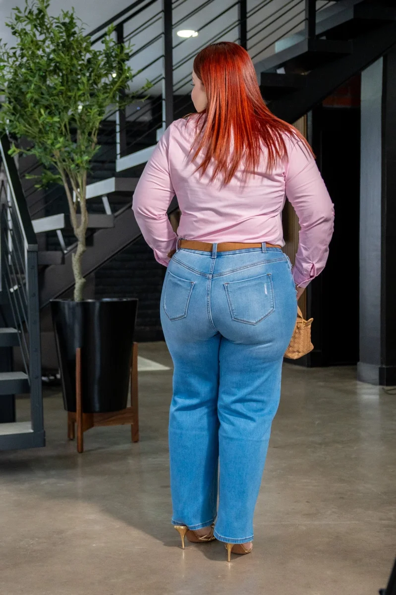 Camisa Curvy Lisa Stretch Manga Larga - Imagen 6