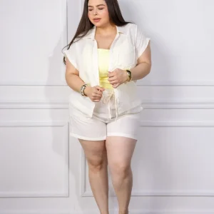 Set Curvy Camisa y Short Lino Fresco Ivory
