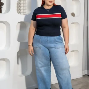 Blusa Canalada con Líneas Curvy Navy