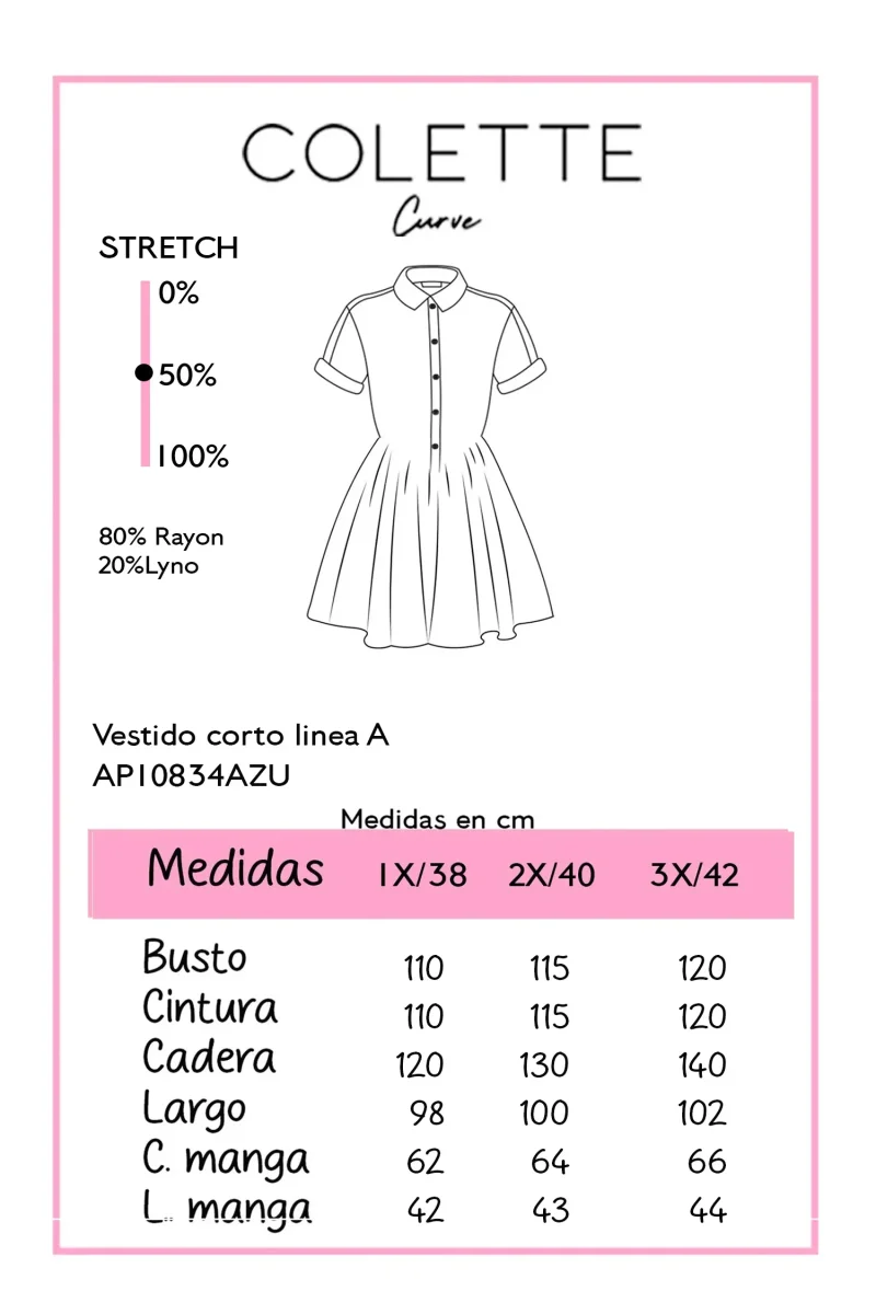 Vestido Corto Curvy Corte A Manga Globo Estampado Floral Azul - Imagen 3