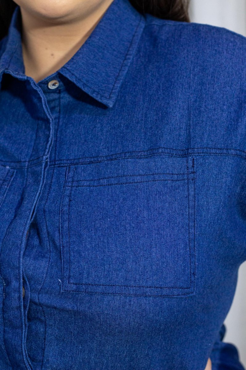 Vestido Camisero Denim Curvy Oscuro - Imagen 8