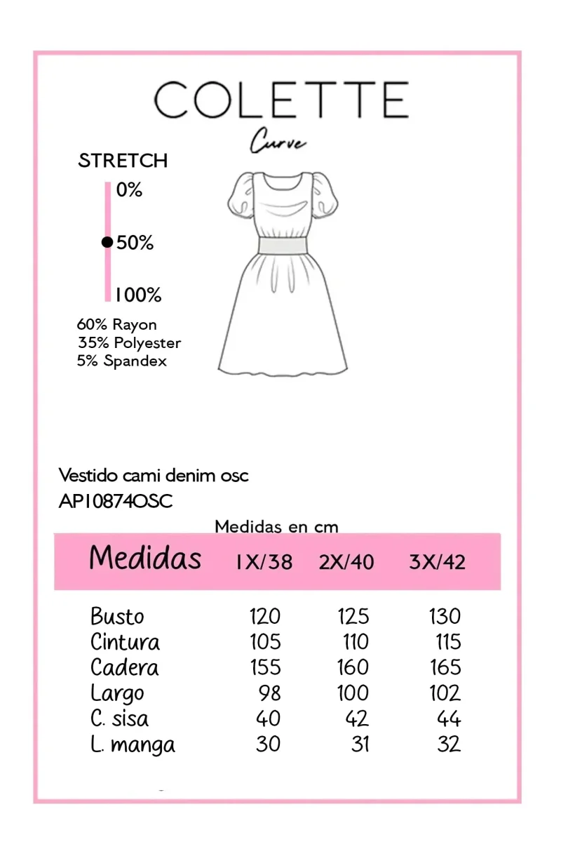 Vestido Camisero Denim Curvy Oscuro - Imagen 3