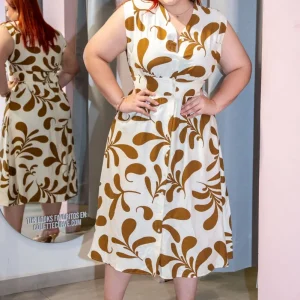 Vestido Camisero Estampado Curvy Café