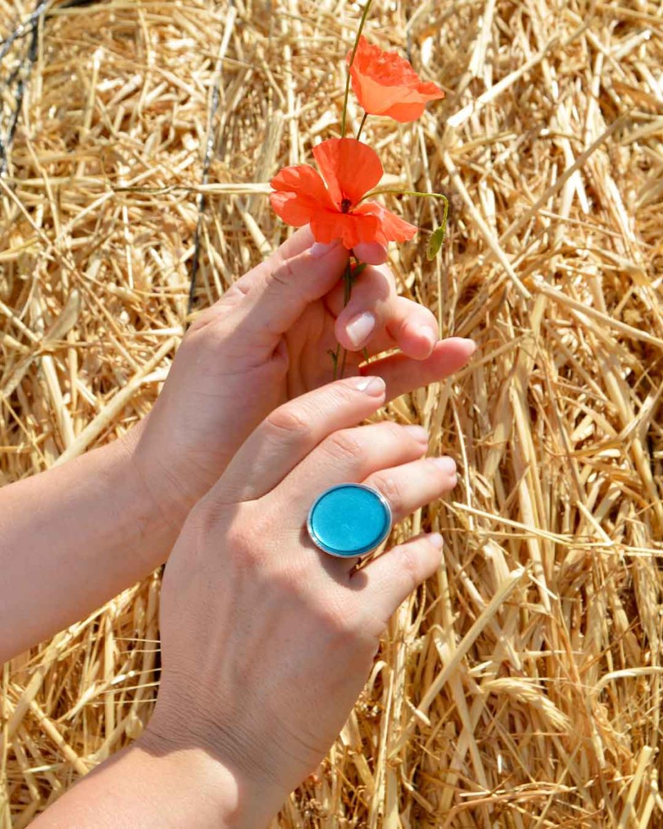 Anillo redondo plata y resina - Imagen 3