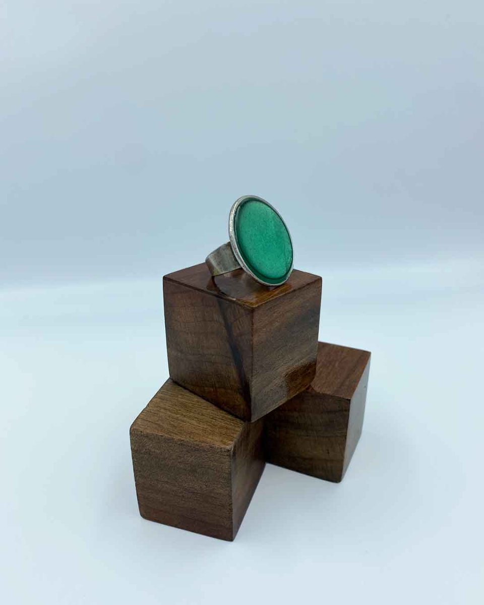 Anillo redondo plata y resina - Imagen 5