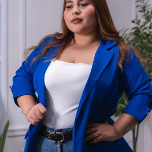 Blazer Curvy Elegante Oficina Forro Stretch Fit Relajado