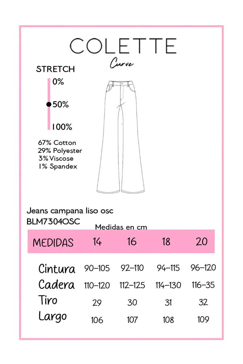 Jeans Campana Liso Curvy Oscuro - Imagen 3