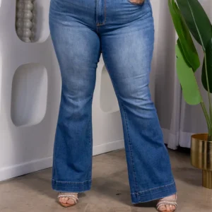 Jeans Curvy Campana Cintura Alta Azul Medio