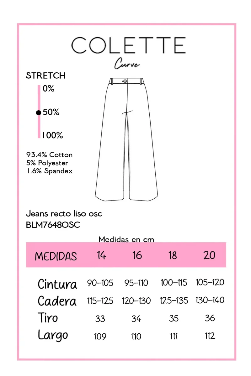 Jeans Recto Liso Curvy Oscuro - Imagen 3