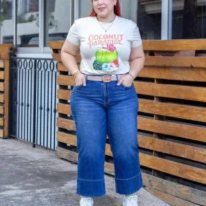 Jeans Crop Liso Curvy Oscuro
