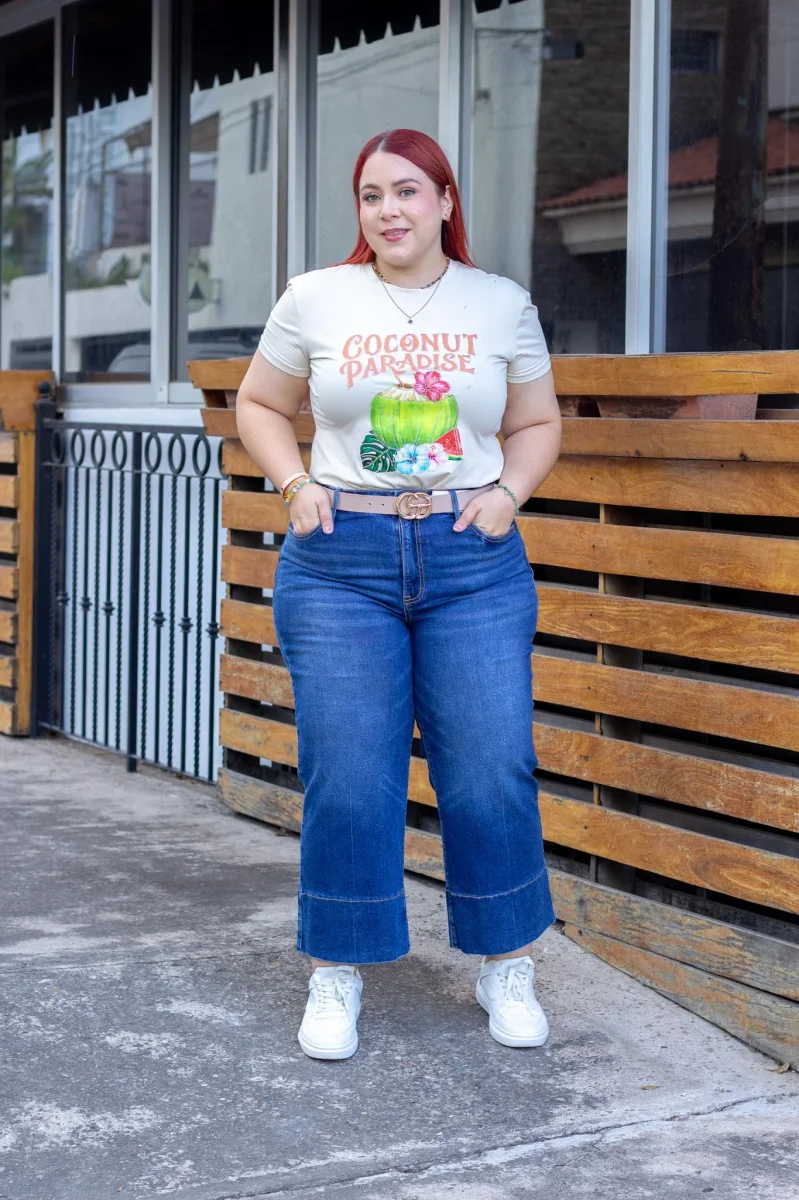 Jeans Crop Liso Curvy Oscuro
