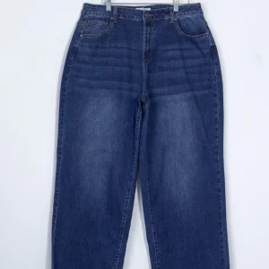Jeans Curvy Wide Leg Liso Oscuro Deslavado Estiliza Curvas